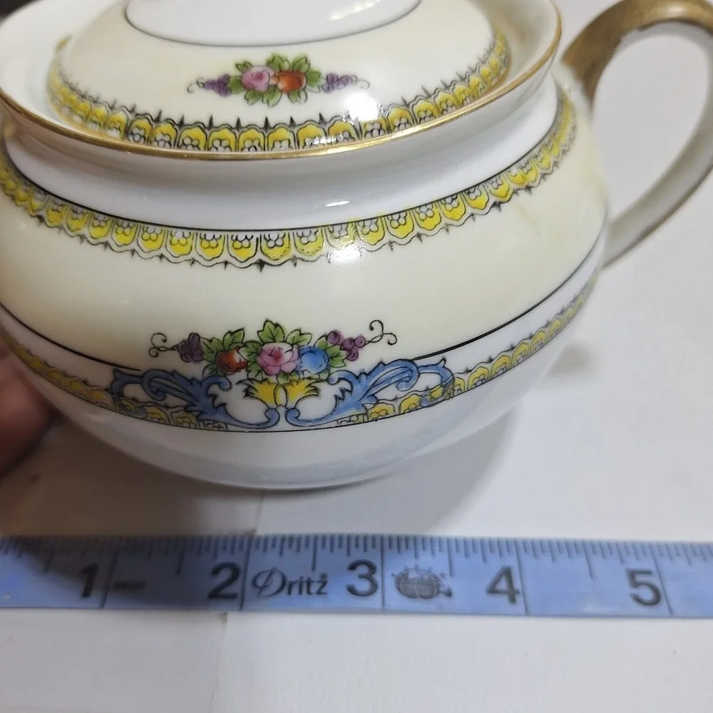 Antique Noritake Malvern Hand Painted Sugar Bowl Creamer Underplate Japan M Mark